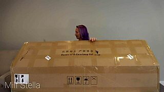 Beautiful MILF Lena is a sex doll that comes with a 3 woman unboxing