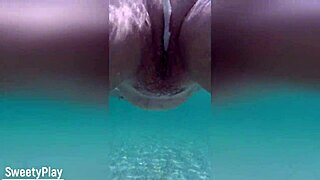 Clothes ripped in the middle of the beach, mature MILF gets anal sex with a creampie