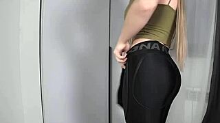 Satisfying my desires with my girlfriend in gym leggings after a hot workout