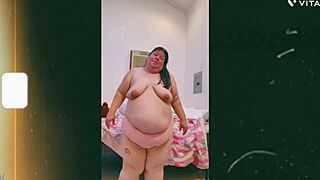 Old cougar with saggy tits dancin’ topless on cam, so hot! 🔥