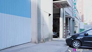 Blonde milf in lingerie gives blowjob after quitting job