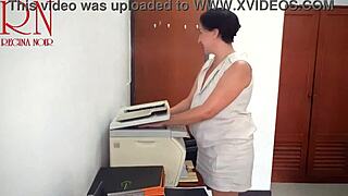 Stupid secretary gets undressed by hidden spy cam