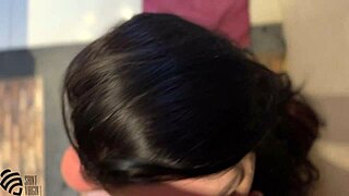 In the shower, she gives a blowjob leading to a real orgasm