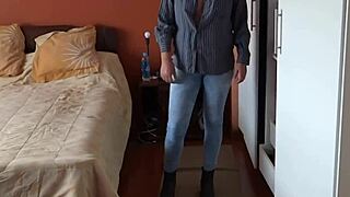 Housewife's solo session caught on hidden camera