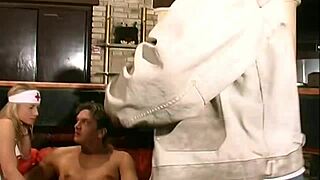 Three men satisfy a horny nurse and give her a facial massage with cream