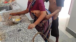 Sexy Indian housewife gets fucked in the kitchen