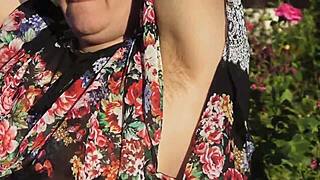Hairy Mature Flashing Her Beaver in Public Park