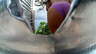 Amateur video of curvaceous Latina woman Nea having fun with C Mara in a beach house