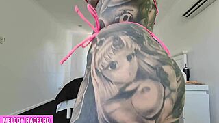 cheeky milf mommy bikini try on haul with big ass and tattoos.