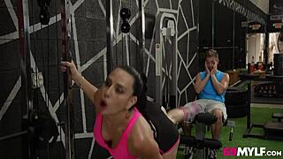 Hot milf seeks attention in gym and gets fucked.