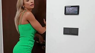 Horny thick blonde teacher with big tits fucks her student in amateur reality blowjob session