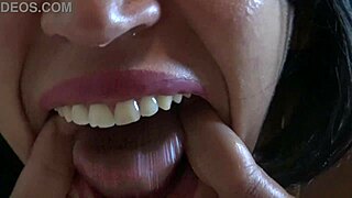 Dirty talking stepmother gets cum inside her mouth