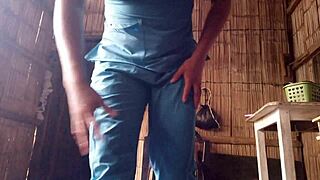 Just back from hospital shift, real nurse craves solo satisfaction at home.