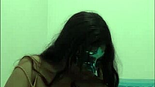 brunette student touches her breasts in a sexy way before exams