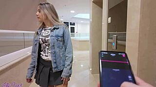 A romantic walk with a vibrator in the pussy using a remote control
