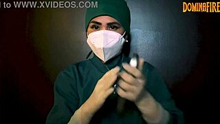 Latex gloves fetish with a MILF mom