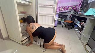 Mature mom’s secret: Big ass maid gets fucked on the stairs