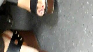 mature feet captured candidly in wedges sandals