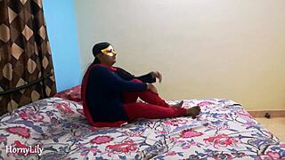 Indian milf bhabhi receives closeup blowjob and mouth fucking, swallowing cum inside