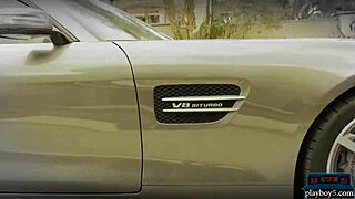 Playboy babes in hot bikinis washing a mercedes amg gt