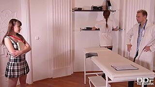 Kinky doctor and nurse Tina Kay examine Luna Rival’s tight body