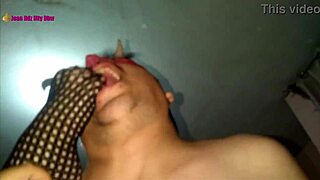 My lingerie and heels with fishnet footjob fun