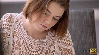 Older man seduced skinny teen Marina Visconti effectively