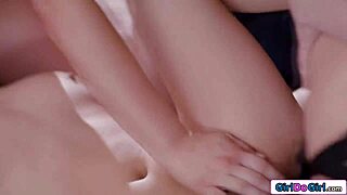 Stepmom spies on stepdaughter’s steamy sex with petite gf