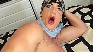 She destroys and sucks my giant dildo deep