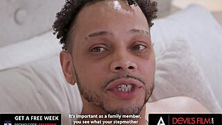 Gorgeous milf fucked roughly while stepbae watches