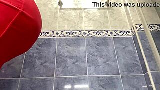 The camera in the public bath captures a well-endowed girl