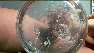 Gilf in a bath, friend caught cumshot in slowmo