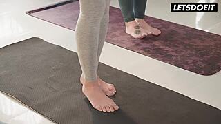 kiara, angelica, and monika reach orgasms after yoga! muff diving and kissing in girl on girl action!