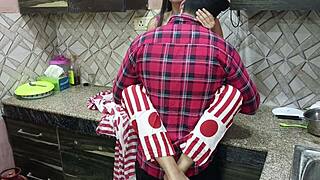 Sexy stepmom Saara bent over for kitchen assfuck