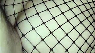 A couple enjoys leisurely sex with a beautiful milf in lingerie and stockings