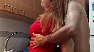 The best fuck with my stepmother in the kitchen