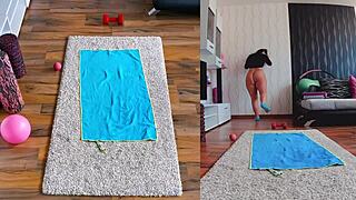 Dual cam yoga with a naughty and naked twist will excite you