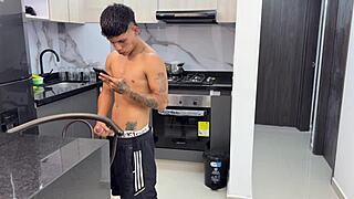 My stepmom, a hot MILF, catches me watching porn