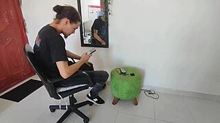Hermanastro offers blowjob and fucks baby in Spanish