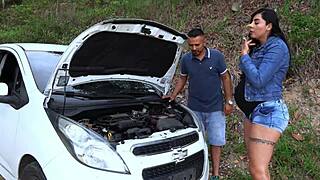 Hot MILF, steamy car repair, sticky finish