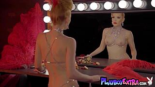 Skinny Blonde Milf Miranda Strips Slutty Burlesque for Naked Show