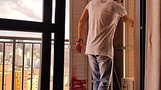 My boss called me to fix a cabinet at home, but I ended up banging and finishing inside the needy slut's tight anal hole. Vagninho and Agatha got wild!