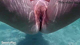 How does a mature pussy get creampied underwater?