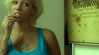 Blonde Babe Fantasizes Fucking Stepmom Lesbian Kitchen Fuck