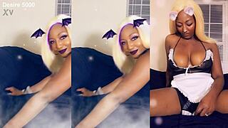 ebony maid gets rough pussy fucking while cleaning in thong!