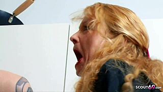 German Housewife Gifts Husband First FFM Threesome in Kitchen