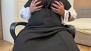Arab milf teases with dirty talk while touching herself