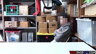 Female mall cop milf blackmails young guy into steamy office sex with monster cock.