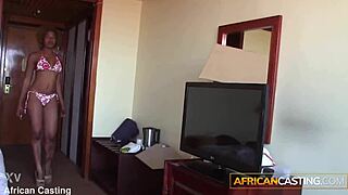 tight ebony milf strips in fake bikini audition