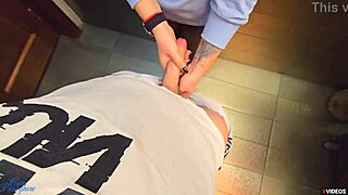 stranger shoots cum in my pantyhose right in the restaurant toilet while i masturbate wet and kinky